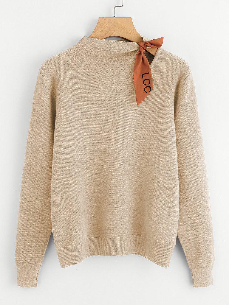Knotted Detail Jersey Jumper-outerwear-Des Mess