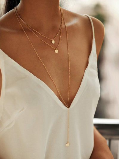 Round Pendant Layered Necklace Set-jewelry-Des Mess