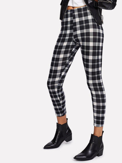 Plaid Print Leggings-bottom-Des Mess