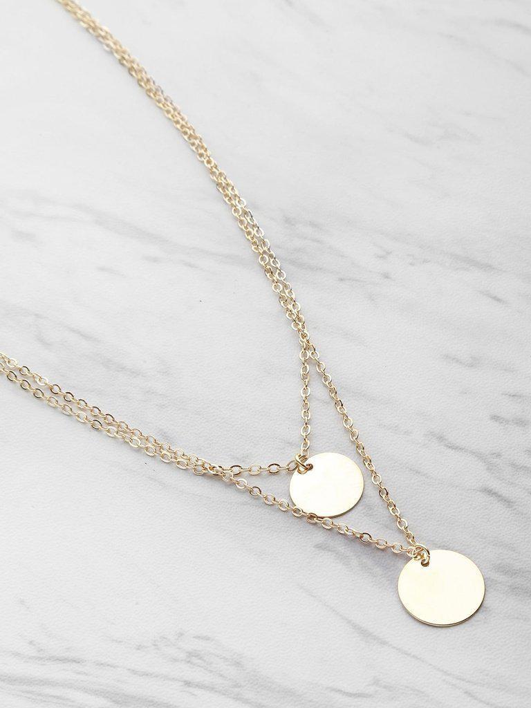 Coin Fringe Detail Delicate Double Layer Necklace-jewelry-Des Mess