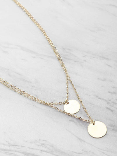 Coin Fringe Detail Delicate Double Layer Necklace-jewelry-Des Mess