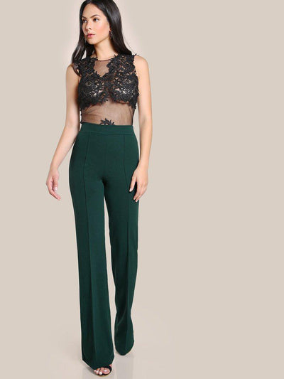 High Rise Piped Dress Pants-bottom-Des Mess