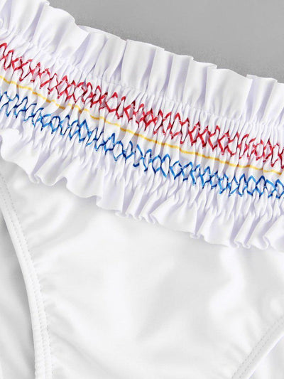 Ruched Bandeau Bikini Set-swimwear-Des Mess