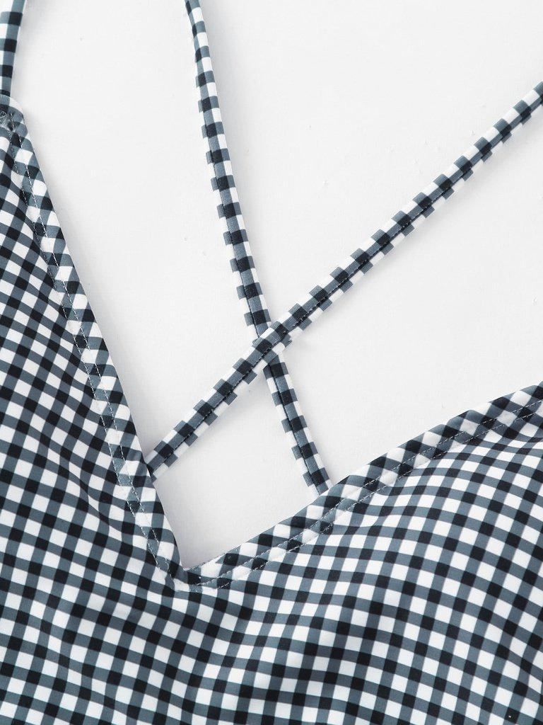 Cross Back Gingham Swimsuit-swimwear-Des Mess