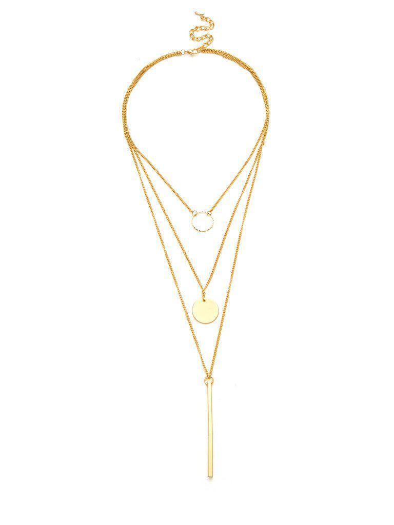 Sequin & Bar Design Layered Chain Necklace-jewelry-Des Mess