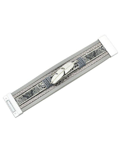 Gray Multilayer Blue Black Pu Leather Wrap Bracelets--Des Mess