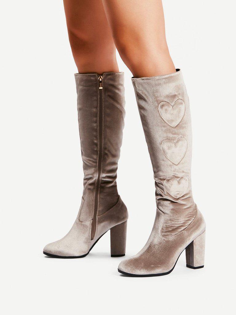 Heart Pattern Knee High Boots-shoes-Des Mess