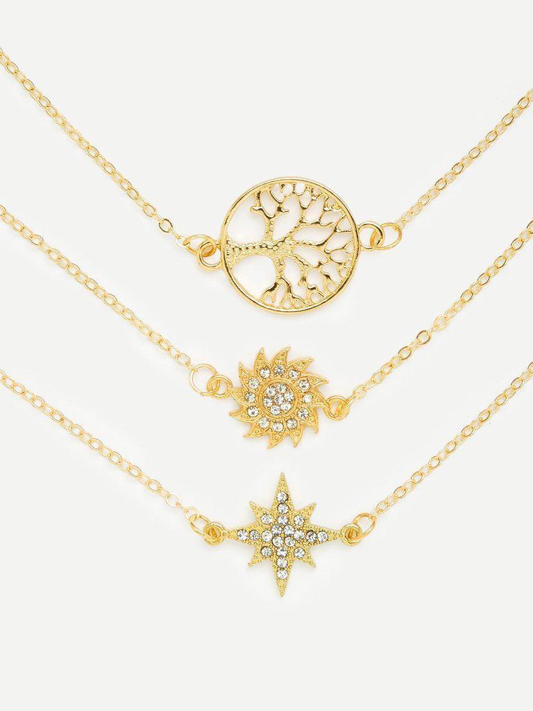 Hollow Tree & Sun God Design Link Bracelet Set-jewelry-Des Mess