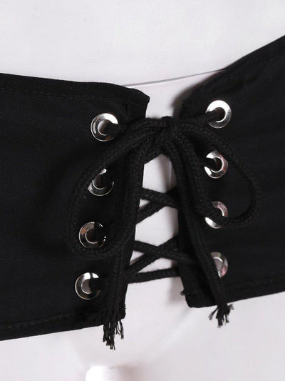 Eyelet Lace Up Wide Belt-accessories-Des Mess