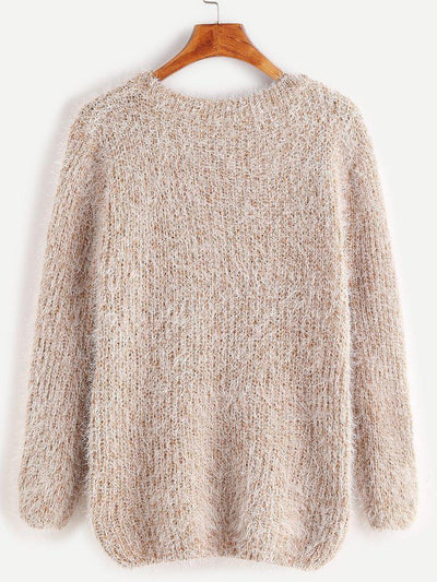 Fuzzy Chunky Knit Sweater-outerwear-Des Mess