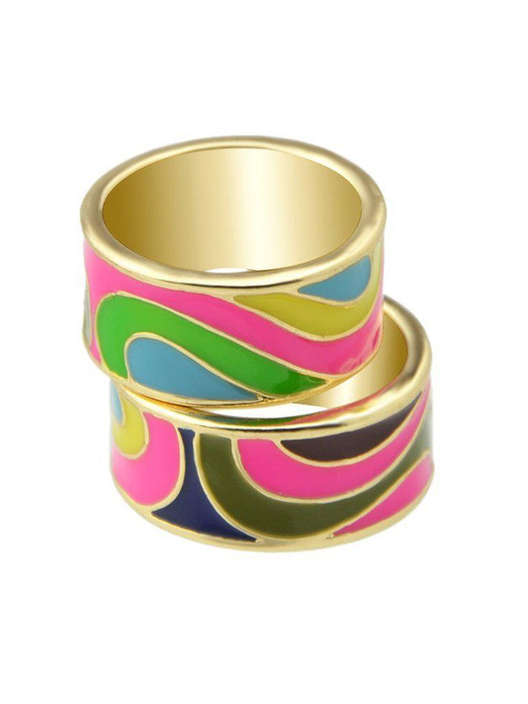 Hotpink-8 Geometric Pattern Finger Rings-jewelry-Des Mess