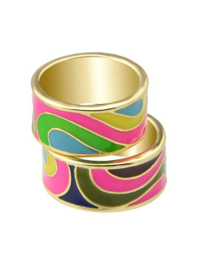 Hotpink-8 Geometric Pattern Finger Rings-jewelry-Des Mess