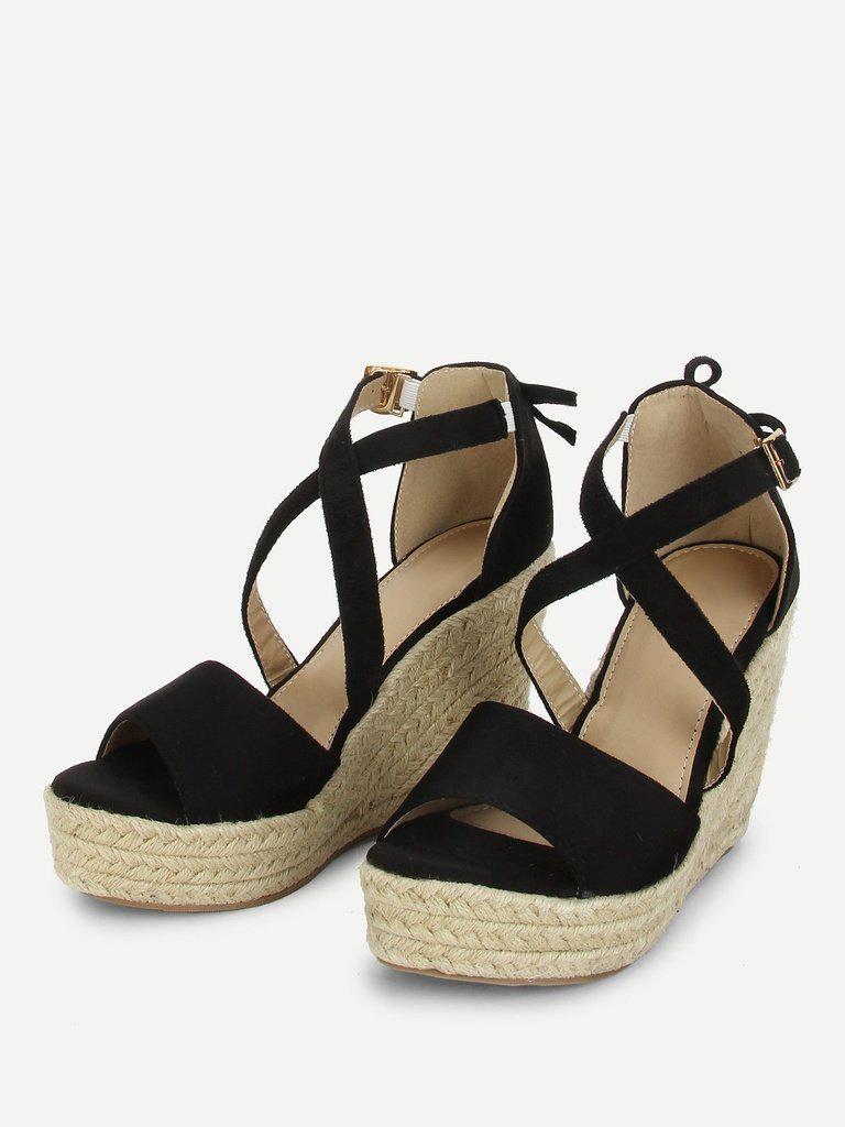 Bow Detail Platform Wedge Sandals-shoes-Des Mess