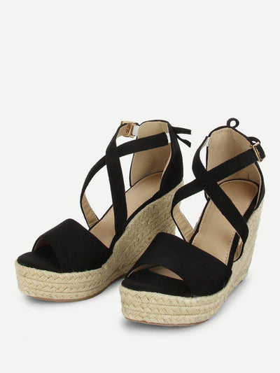 Bow Detail Platform Wedge Sandals-shoes-Des Mess