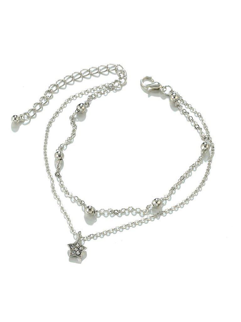 Star Charm Layered Chain Anklet-jewelry-Des Mess