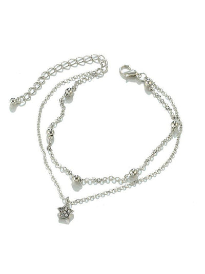 Star Charm Layered Chain Anklet-jewelry-Des Mess