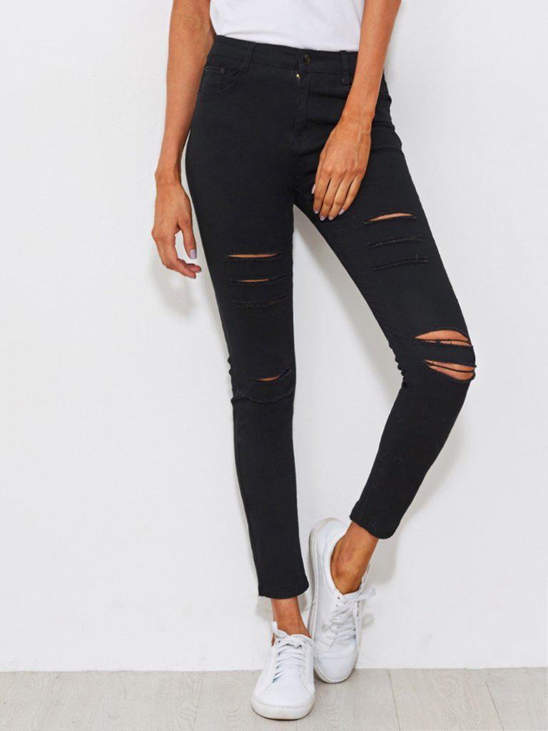 Distressed Skinny Jeans-bottom-Des Mess