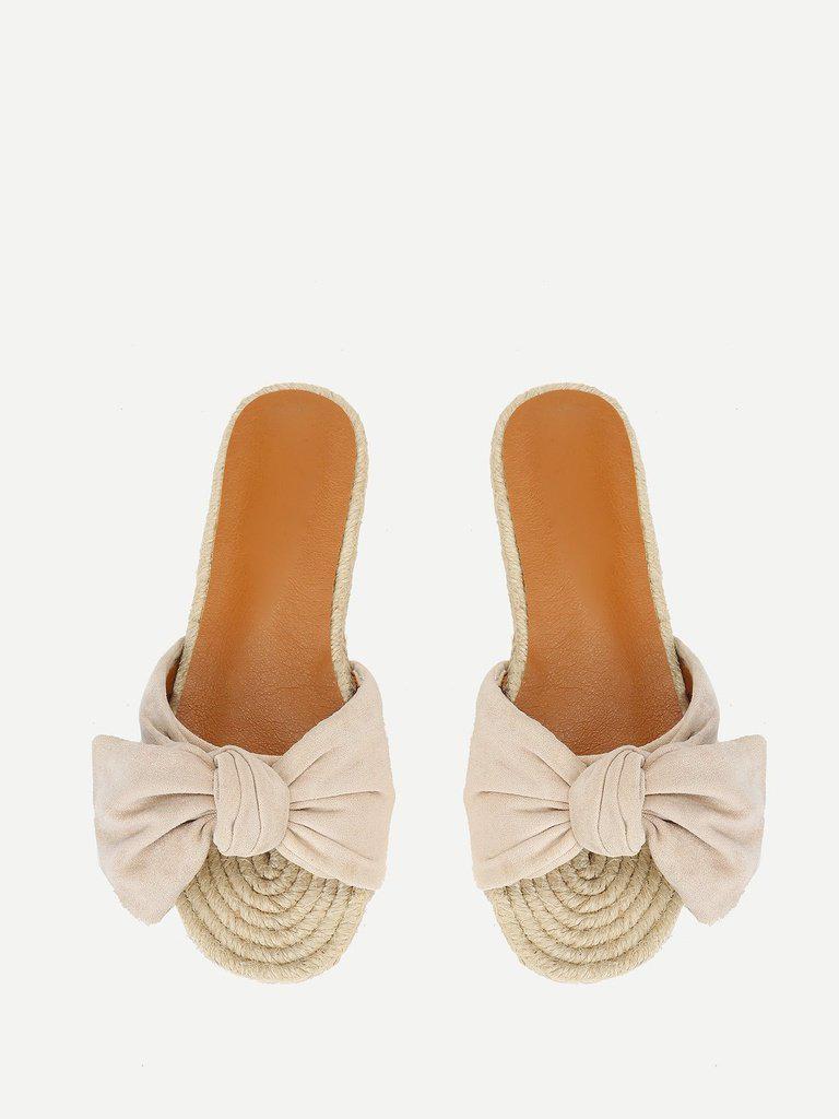 Bow Decorated Espadrille Flat Sandals-shoes-Des Mess