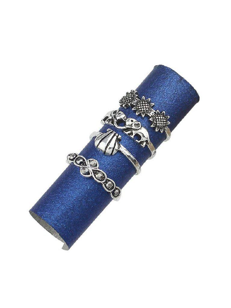 7 Pcs/Set Elephant Hat Sun Flower Pattern Rings-jewelry-Des Mess