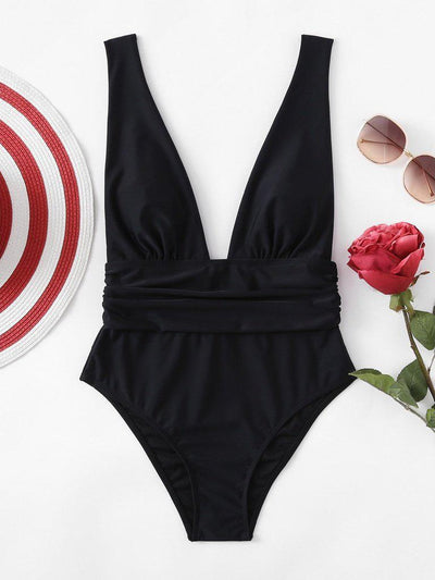 Plunge Neckline Swimsuit-swimwear-Des Mess
