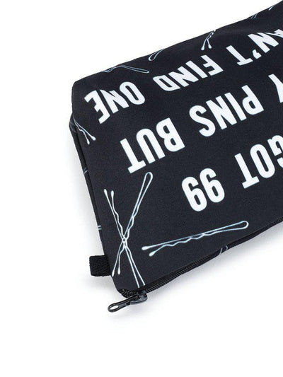 Slogan & Pin Print Makeup Bag-makeup-Des Mess