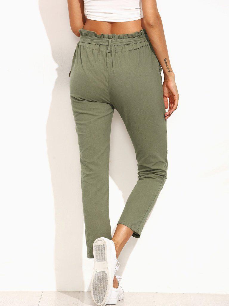 Frill Tie Waist Pants-bottom-Des Mess