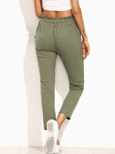 Frill Tie Waist Pants-bottom-Des Mess