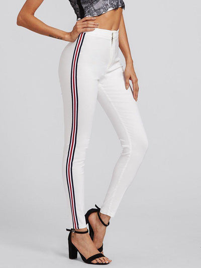 Side Striped Skinny Pants-bottom-Des Mess