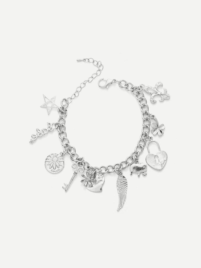 Star & Heart & Flower Charm Link Bracelet-jewelry-Des Mess