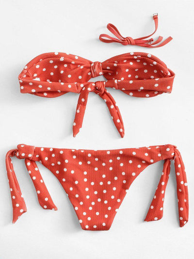 Polka Dot Knot Bikini Set-swimwear-Des Mess