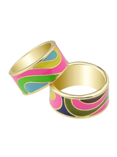 Hotpink-8 Geometric Pattern Finger Rings-jewelry-Des Mess
