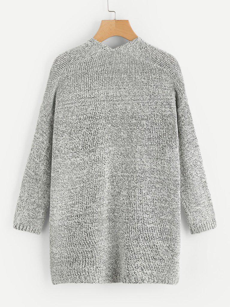 Drop Shoulder Marled Slub Cardigan-outerwear-Des Mess