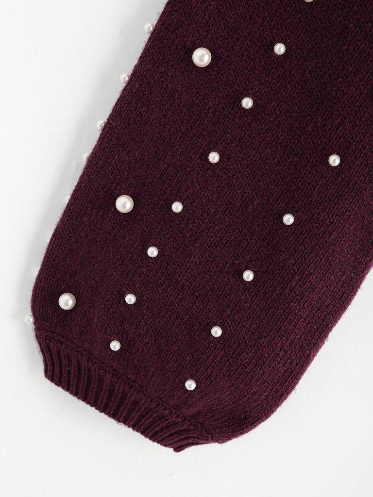 Bishop Sleeve Pearl Beading Crop Sweater-outerwear-Des Mess