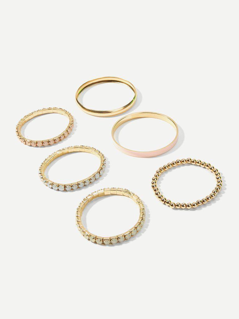 Beaded Detail Bracelet Set 6pcs--Des Mess