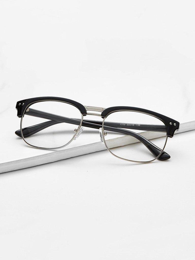 Black Open Frame Silver Trim Glasses-accessories-Des Mess