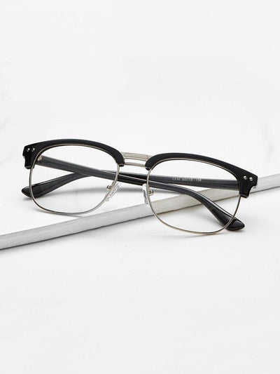 Black Open Frame Silver Trim Glasses-accessories-Des Mess