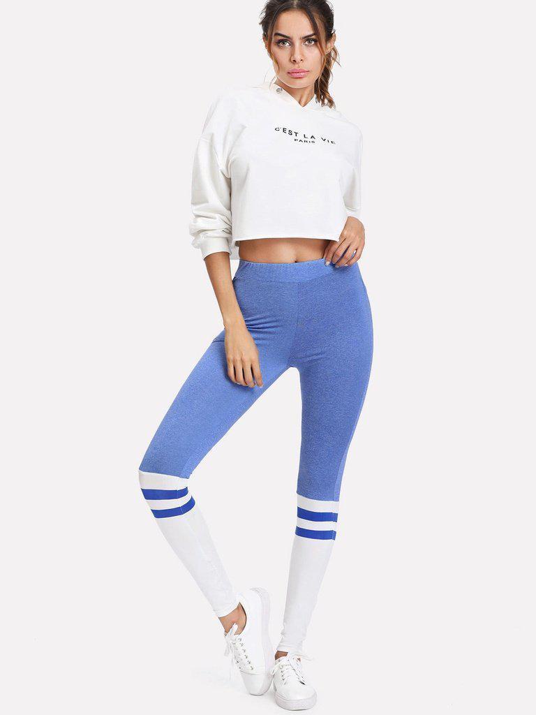 Two Tone Striped Leggings-bottom-Des Mess