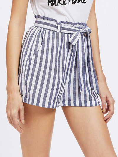 Frill Waist Self Belted Shorts-bottom-Des Mess