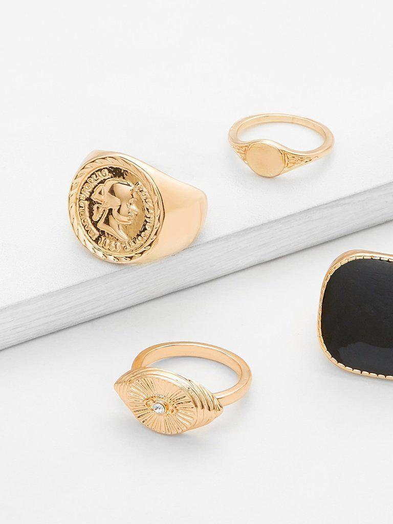 Contrast Retro Ring Set-jewelry-Des Mess