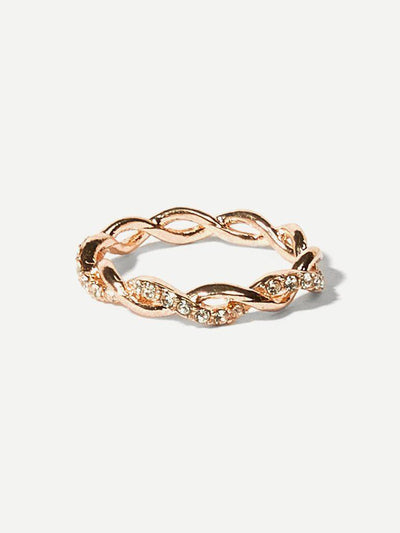 Twist Design Rhinestone Ring-jewelry-Des Mess
