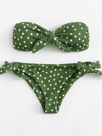 Polka Dot Knot Bikini Set-swimwear-Des Mess