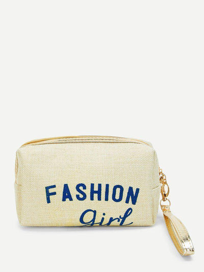 Letter Print Zipper Makeup Bag-makeup-Des Mess