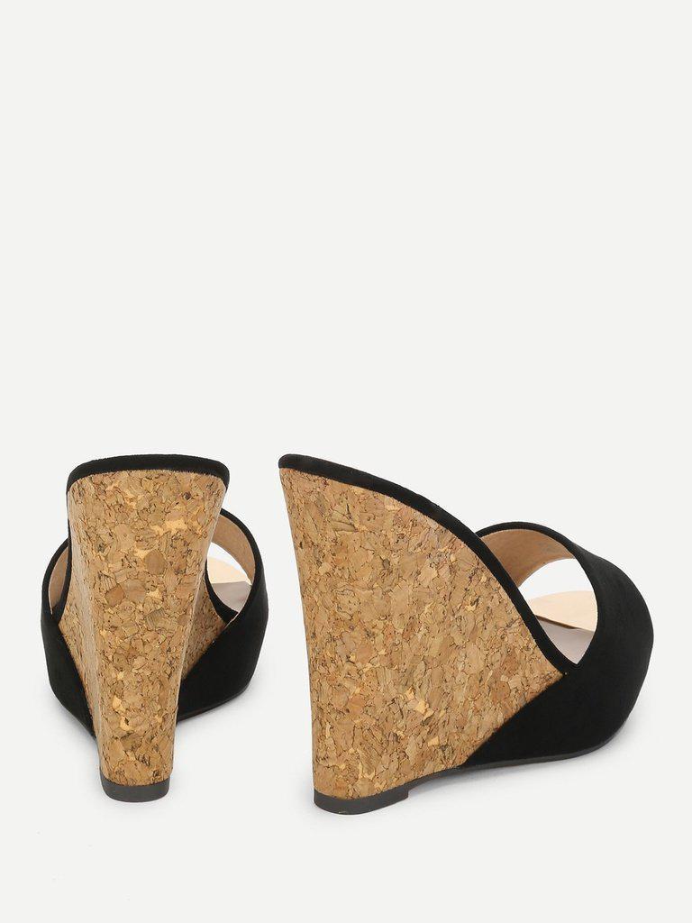 Platform Suede Wedge Mules-shoes-Des Mess