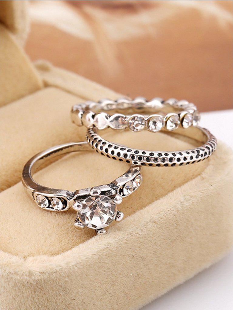 Rhinestone Ring Set 3pcs-jewelry-Des Mess