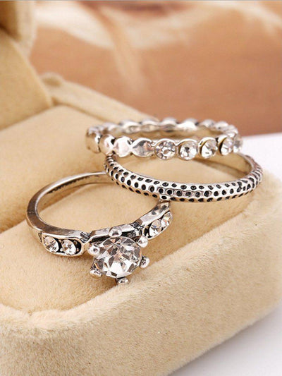 Rhinestone Ring Set 3pcs-jewelry-Des Mess