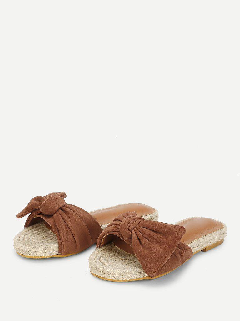 Bow Decorated Espadrille Flat Sandals-shoes-Des Mess
