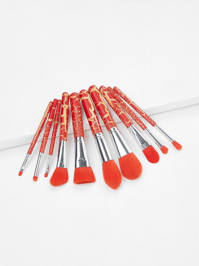 Crack Handle Makeup Brush Set 10Pcs-makeup-Des Mess
