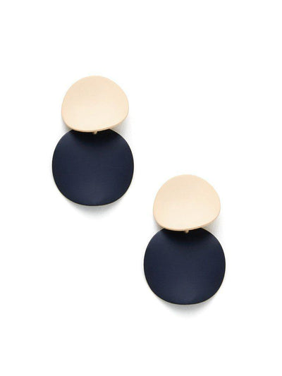 Two Tone Round Flake Drop Earrings-jewelry-Des Mess