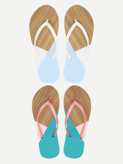 Color Block Flip Flops-shoes-Des Mess