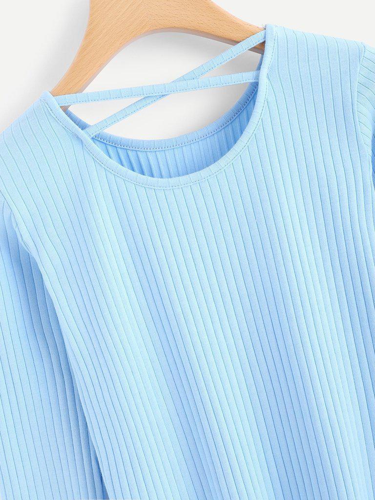 Criss Cross Back Ribbed Tshirt-outerwear-Des Mess
